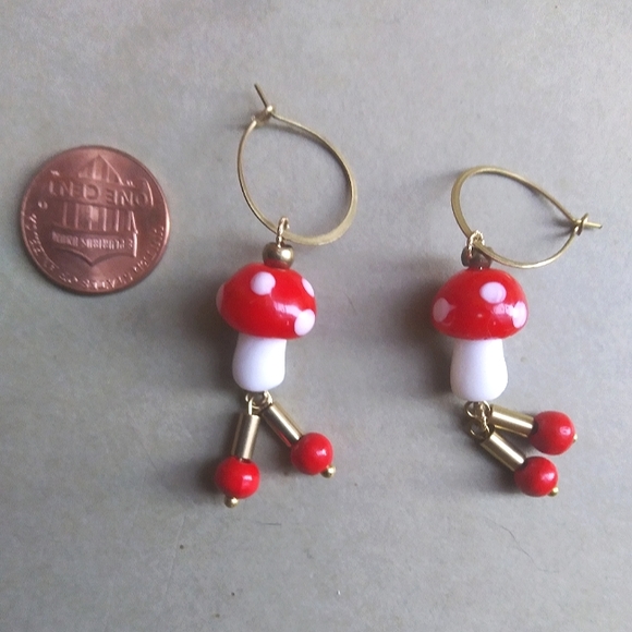 Dainty Amanita Hoop Dangles - Picture 5 of 5